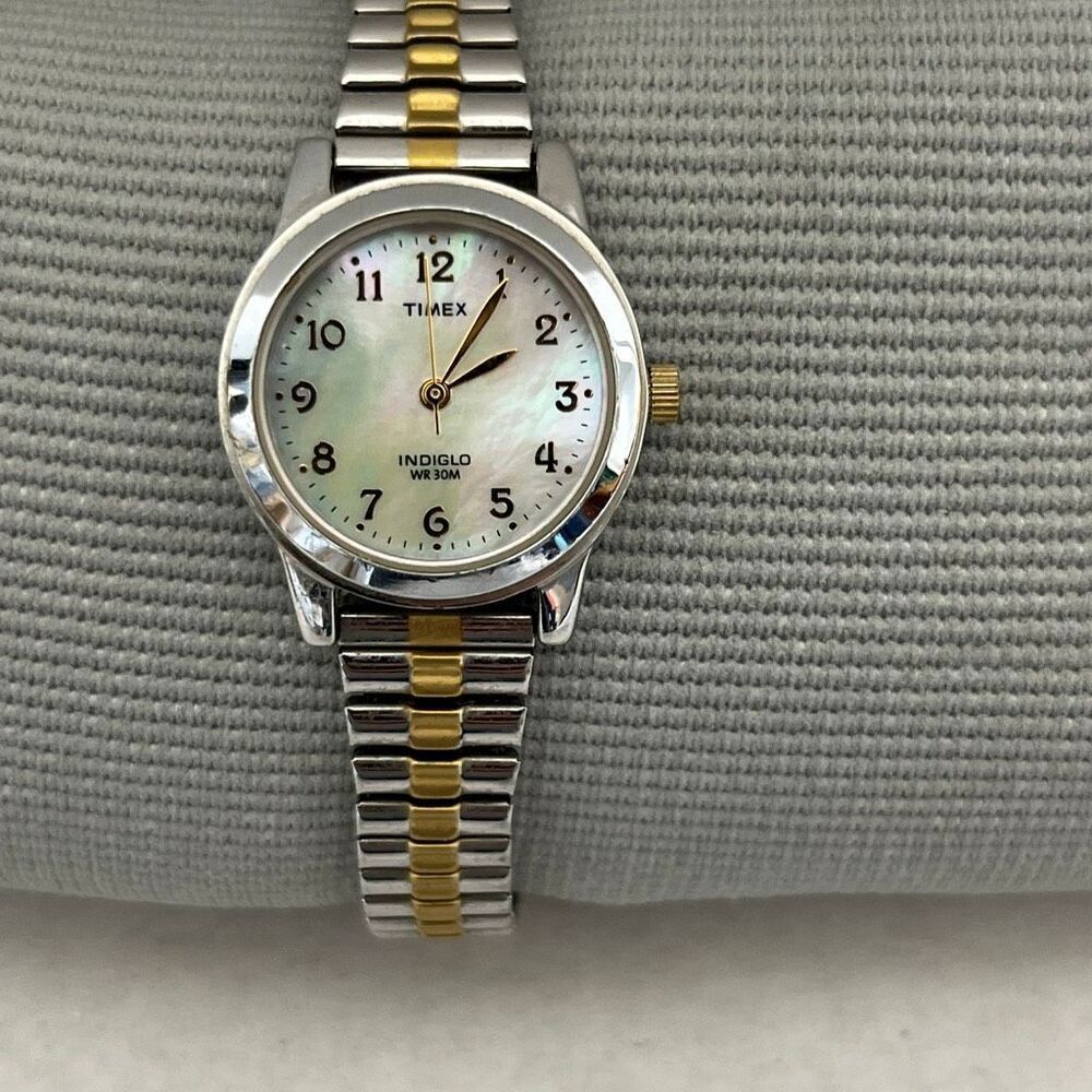 Timex Women's Gold Silver Two Tone Water Resistance Expansion Band Watch T2M828